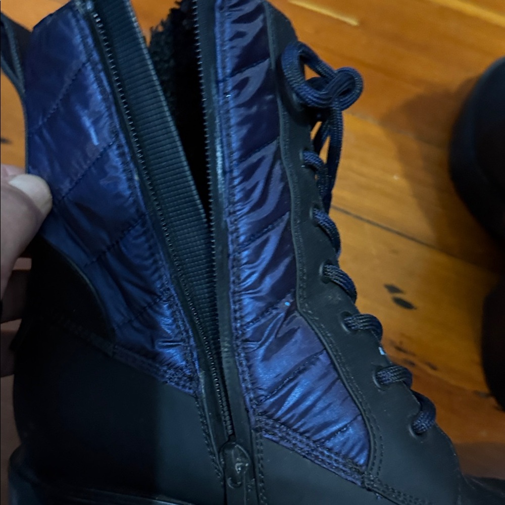 Franco Sarto Black and Navy Lace-Up Boots - Picture 3 of 7